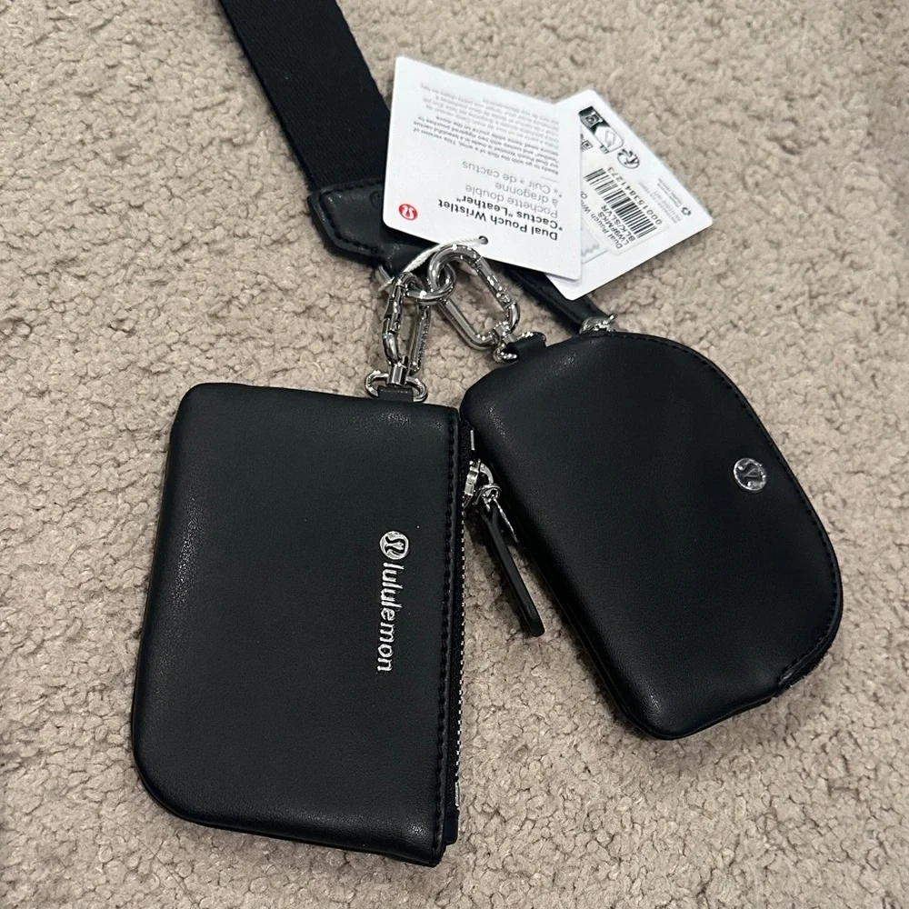 NWT lululemon Black Dual Pouch Wristlet *Cactus “Leather” - Picture 7 of 9
